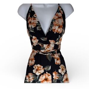 Banjul Black Floral Backless Dress
